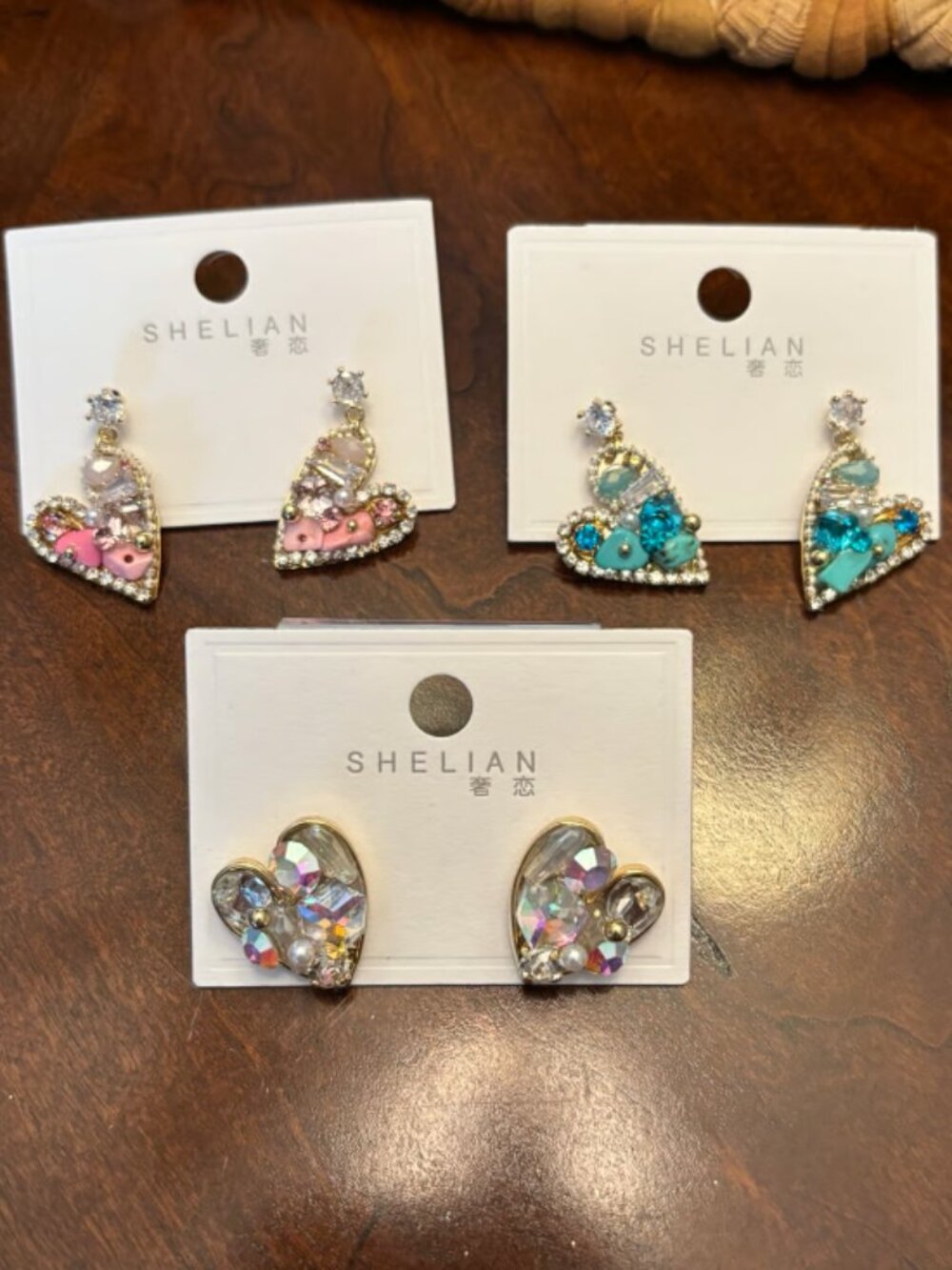 Set of 3 Heart cluster earrings